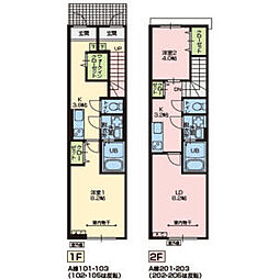 Porte BonheurIV(ポルトボヌール4)　A棟 1階1Kの間取り