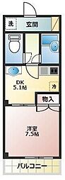 セントヴィラ安藤 1DKの間取図画像