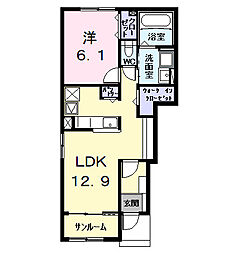 サンライズスクエア 1LDKの間取図画像