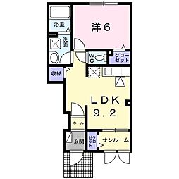 マハロＡ 1階1LDKの間取り