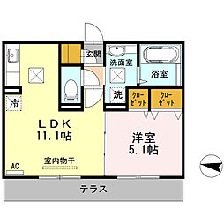 ハッピースマイルハウス 1階1LDKの間取り