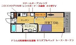 フィオレ 2階1Kの間取り