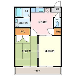 フォーレント花園 2DKの間取図画像