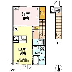 Ｎplus. 2階1LDKの間取り