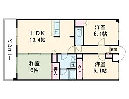 ロイヤルゲートI 1階3LDKの間取り