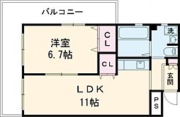 サンセール月出 6階1LDKの間取り