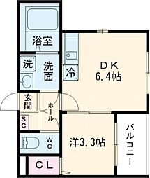 京都地下鉄東西線 東野駅 徒歩15分の賃貸アパート 1階1DKの間取り
