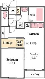 フェリオ 1階1LDKの間取り