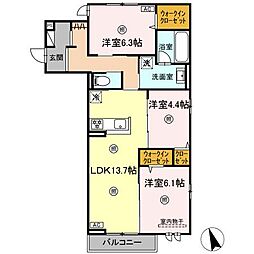 Southern Gion 2階3LDKの間取り