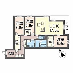 WithPlus天保山公園 1階3LDKの間取り