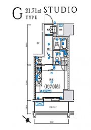 LEXE 横濱関内 10階ワンルームの間取り