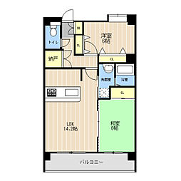 レークヒル画図III 2階2LDKの間取り