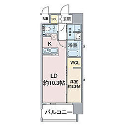 Thames garden place 3階1LDKの間取り