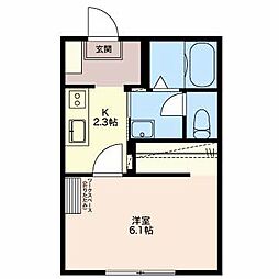 ディアス　若草 1階1Kの間取り