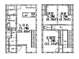グランメゾンクレスト南蔵王II 1階3LDKの間取り