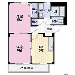 Casa　Felicita　B 1階2DKの間取り