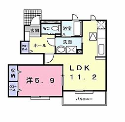 グレイスリリーA 1LDKの間取図画像