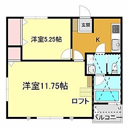 上毛電気鉄道 西桐生駅 3.2kmの賃貸アパート 2階2Kの間取り