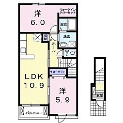 レジェンドXXI 2階2LDKの間取り
