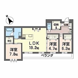 WithPlus天保山公園 3階3LDKの間取り