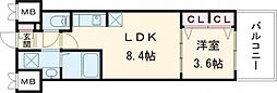 S-RESIDENCE空港通りawesome 11階1LDKの間取り