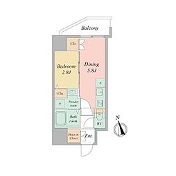セレニテ日本橋エクラ 15階1DKの間取り
