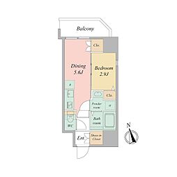 セレニテ日本橋エクラ 13階1DKの間取り