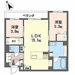 WithPlus天保山公園 3階2LDKの間取り