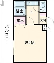 西本丸の内マンション 7階1Kの間取り