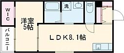 JR豊肥本線 肥後大津駅 徒歩10分の賃貸アパート 2階1LDKの間取り