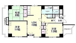JR常磐線 土浦駅 徒歩7分の賃貸マンション 7階3LDKの間取り