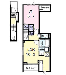 名古屋市中村区城主町2丁目アパート 1LDKの間取図画像