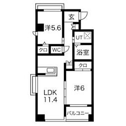 Tiffany 4階2LDKの間取り