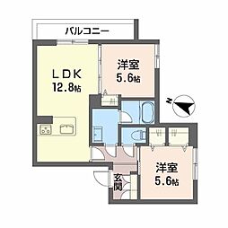 シャーメゾン　フェアリーステージ 2階2LDKの間取り