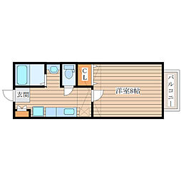 ラックステラ 2階1Kの間取り