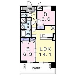 ミル・ベネフィス 2LDKの間取図画像