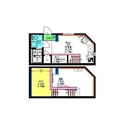 Velo JIYUGAOKA(ヴェロジユウガオカ) 1階ワンルームの間取り