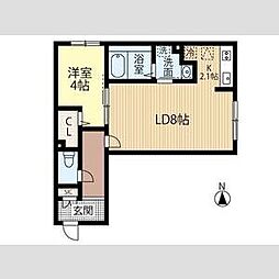 LA　Conforto厚別 3階1LDKの間取り
