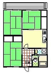 コージン田尾 3階2LDKの間取り