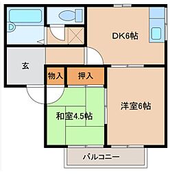 タイシュウコーポ 2階2DKの間取り