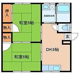 牟田口アパート 1階2DKの間取り
