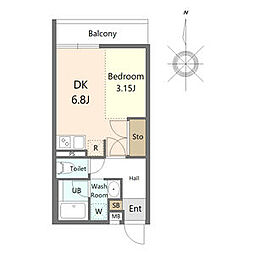 AXIA八熊初期費用7万円ぽっきりキャンペーン家具家電リース 5階1DKの間取り