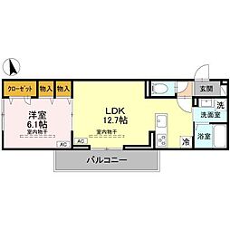 東武伊勢崎線 太田駅 徒歩16分の賃貸アパート 1階1LDKの間取り