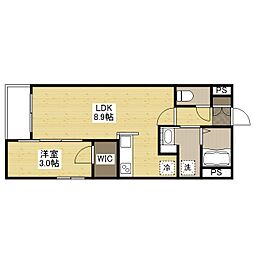 月光福山東弐番館 305 3階1LDKの間取り