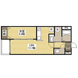 月光福山東弐番館 306 3階1LDKの間取り