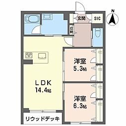 カルムメゾン 2LDKの間取図画像