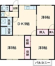 ホワイトビレッジ手鎌2 3LDKの間取図画像