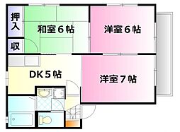 コーポ中島A 3DKの間取図画像