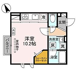 パチオーリ五福 1階ワンルームの間取り