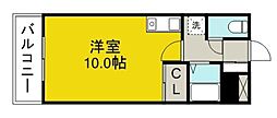 エステート平成 4階ワンルームの間取り